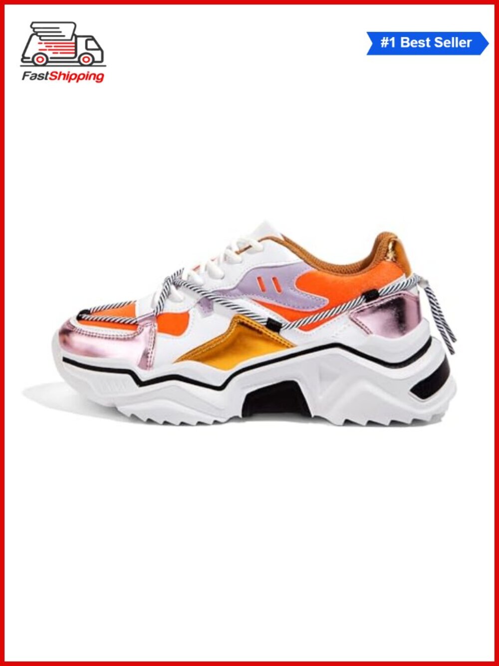 ✨ Platform Chunky Dad Sneakers Retro Color Block Lace-Up Walking Shoes